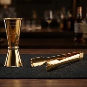 24K 골드 플레이팅 지거 & 집게 세트